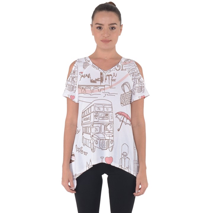 London-paris-drawing-vector-london-comics Cut Out Side Drop Tee