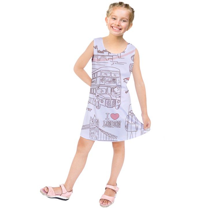 London-paris-drawing-vector-london-comics Kids  Tunic Dress