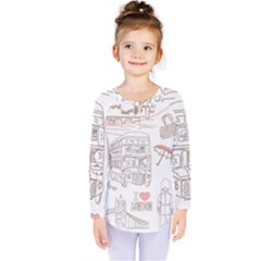 London-paris-drawing-vector-london-comics Kids  Long Sleeve Tee