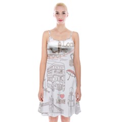 London-paris-drawing-vector-london-comics Spaghetti Strap Velvet Dress