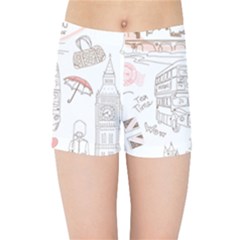 London-paris-drawing-vector-london-comics Kids  Sports Shorts