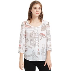 London-paris-drawing-vector-london-comics Chiffon Quarter Sleeve Blouse