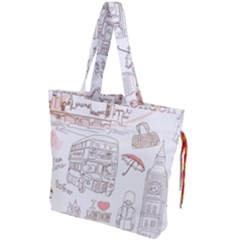 London-paris-drawing-vector-london-comics Drawstring Tote Bag