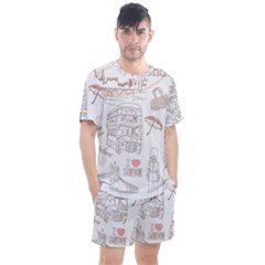 London-paris-drawing-vector-london-comics Men s Mesh Tee And Shorts Set