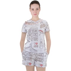 London-paris-drawing-vector-london-comics Women s Tee And Shorts Set