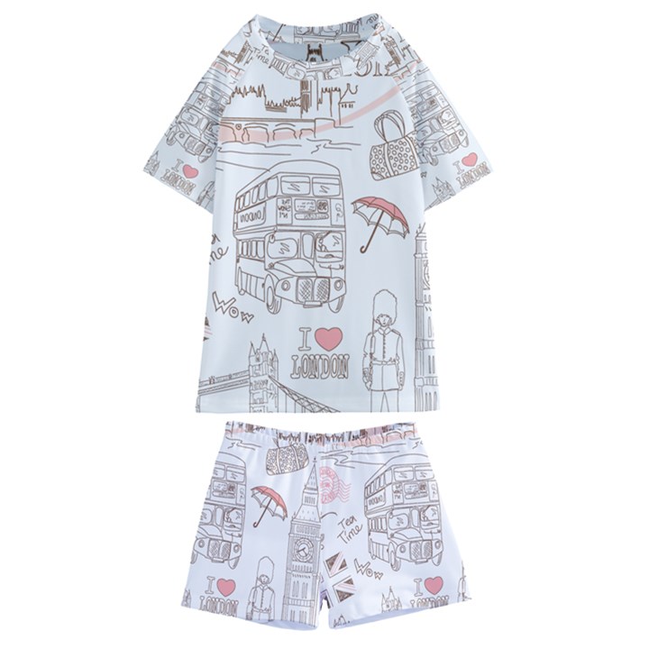 London-paris-drawing-vector-london-comics Kids  Swim Tee and Shorts Set