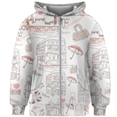 London-paris-drawing-vector-london-comics Kids  Zipper Hoodie Without Drawstring