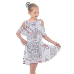 London-paris-drawing-vector-london-comics Kids  Shoulder Cutout Chiffon Dress