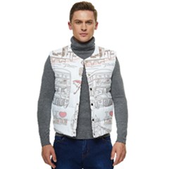 London-paris-drawing-vector-london-comics Men s Short Button Up Puffer Vest	