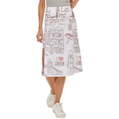 London-paris-drawing-vector-london-comics Midi Panel Skirt