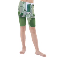 Vector-energy-saving-caring-for-the-earth Kids  Mid Length Swim Shorts