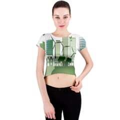 Vector-energy-saving-caring-for-the-earth Crew Neck Crop Top