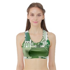 Vector-energy-saving-caring-for-the-earth Sports Bra With Border by Jancukart