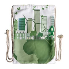 Vector-energy-saving-caring-for-the-earth Drawstring Bag (large)