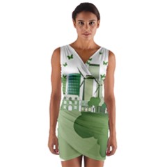 Vector-energy-saving-caring-for-the-earth Wrap Front Bodycon Dress