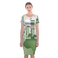 Vector-energy-saving-caring-for-the-earth Classic Short Sleeve Midi Dress