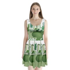 Vector-energy-saving-caring-for-the-earth Split Back Mini Dress 