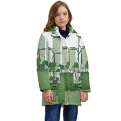 Vector-energy-saving-caring-for-the-earth Kid s Hooded Longline Puffer Jacket by Jancukart