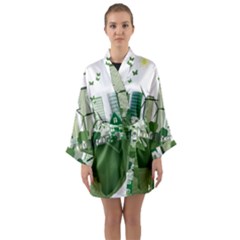 Vector-energy-saving-caring-for-the-earth Long Sleeve Satin Kimono