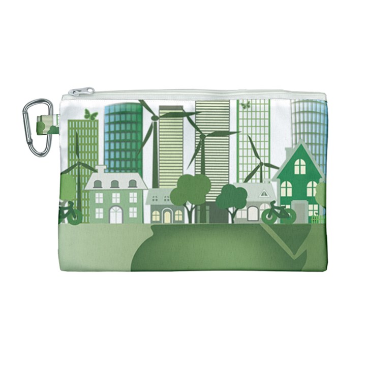 Vector-energy-saving-caring-for-the-earth Canvas Cosmetic Bag (Large)