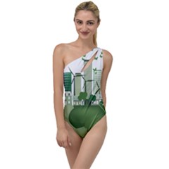 Vector-energy-saving-caring-for-the-earth To One Side Swimsuit by Jancukart