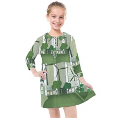 Vector-energy-saving-caring-for-the-earth Kids  Quarter Sleeve Shirt Dress by Jancukart