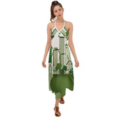 Vector-energy-saving-caring-for-the-earth Halter Tie Back Dress  by Jancukart