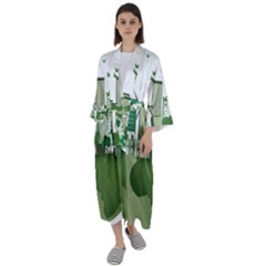 Vector-energy-saving-caring-for-the-earth Maxi Satin Kimono