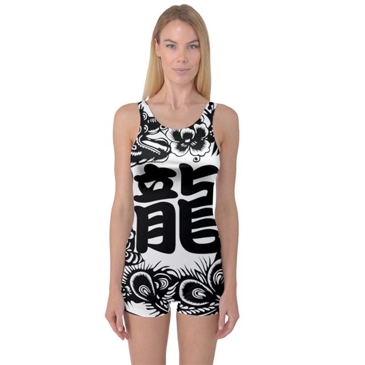 Chinese-dragon One Piece Boyleg Swimsuit