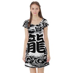 Chinese-dragon Short Sleeve Skater Dress