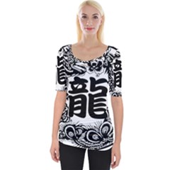 Chinese-dragon Wide Neckline Tee