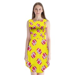 Pink Gift Boxes Yellow Sleeveless Chiffon Dress   by FunDressesShop