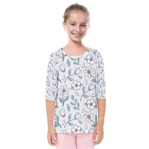 Flowers Pattern Kids  Quarter Sleeve Raglan Tee by hanggaravicky2