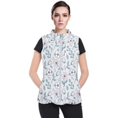 Flowers Pattern Women s Puffer Vest