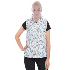 Flowers Pattern Women s Button Up Vest