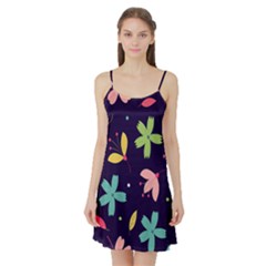 Colorful Floral Satin Night Slip