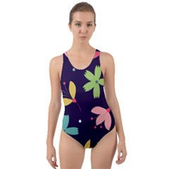 Colorful Floral Cut-out Back One Piece Swimsuit