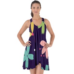 Colorful Floral Show Some Back Chiffon Dress