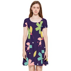 Colorful Floral Inside Out Cap Sleeve Dress