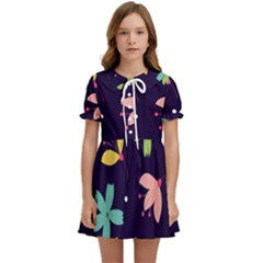 Colorful Floral Kids  Sweet Collar Dress