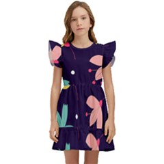 Colorful Floral Kids  Winged Sleeve Dress