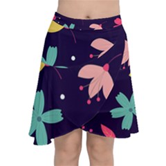 Colorful Floral Chiffon Wrap Front Skirt by hanggaravicky2