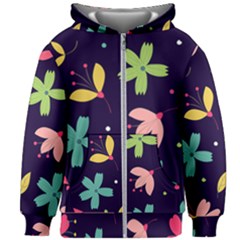 Colorful Floral Kids  Zipper Hoodie Without Drawstring