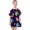 Colorful Floral Kids  One Piece Chiffon Dress View1