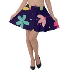 Colorful Floral Velvet Skater Skirt