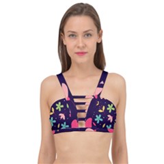 Colorful Floral Cage Up Bikini Top by hanggaravicky2