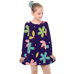 Colorful Floral Kids  Long Sleeve Dress by hanggaravicky2