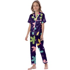 Colorful Floral Kids  Satin Short Sleeve Pajamas Set by hanggaravicky2