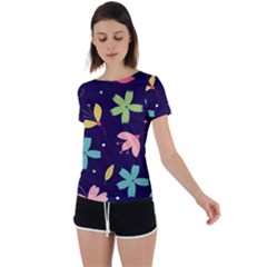 Colorful Floral Back Circle Cutout Sports Tee by hanggaravicky2