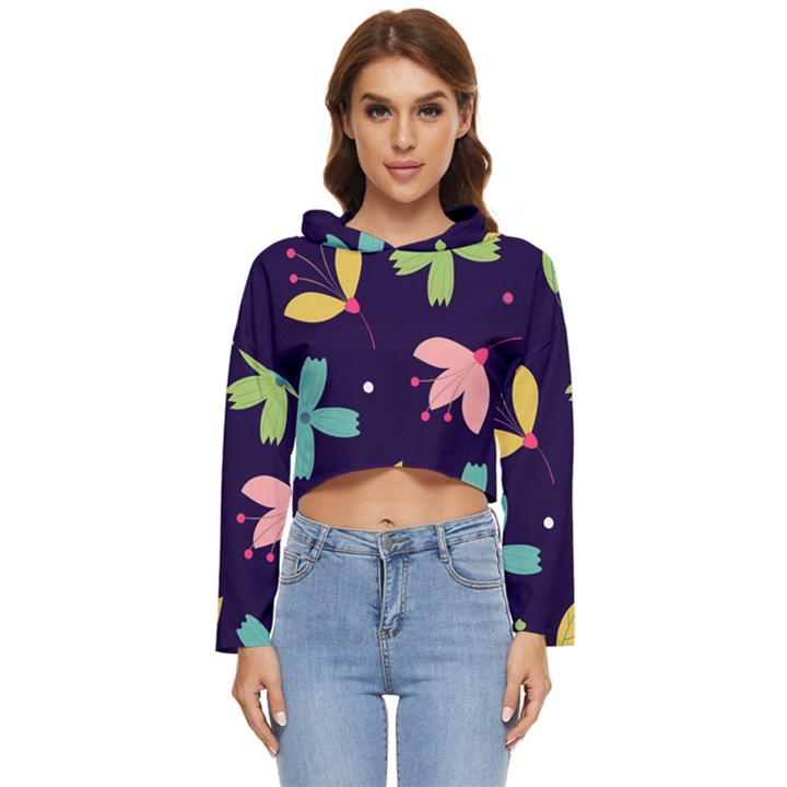 Colorful Floral Women s Lightweight Cropped Hoodie